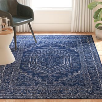 Safavieh Adirondack Machine Made Area Rug, Navy / Ivory Traditional Style Easy Care