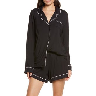Nordstrom Moonlight Eco Long Sleeve Short Pajamas in Black at Nordstrom Rack, Size X-Small