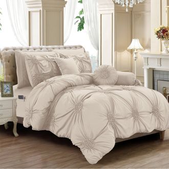 Elegant Comfort 10-pc Sunflower Comforter Set - Includes 6-pc Sheet Set With Sided Storage Pockets