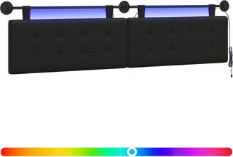 vidaXL Cabecero Colgante Con Luz Led Negro Cuero Sint&eacute;tico Vidaxl