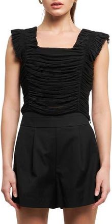 endless rose Ruffle Pleat Crop Tank in Black at Nordstrom Rack, Size X-Small