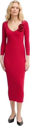Twinset Abito in maglia con applicazioni floreali - - Dresses - Donna - Rosso - L