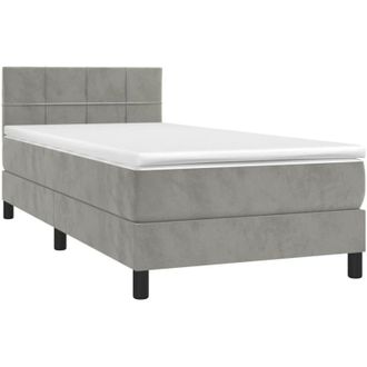 vidaXL Vidaxl - Cama Box Spring Con Colch&oacute;n Terciopelo Gris Claro 100x200 Cm