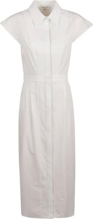 Alexander McQueen Abito midi con maniche corte - Bianco