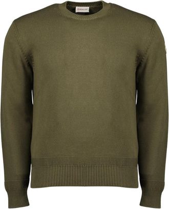 Moncler Crew Neck Knit Jumper - Heren - Ronde hals truien - Groen - S - Katoen - Truien & Vesten