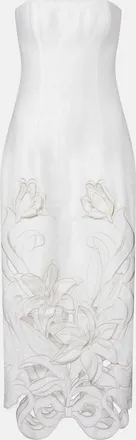 LEO LIN Rayna floral-appliqu&eacute; linen-blend bustier gown