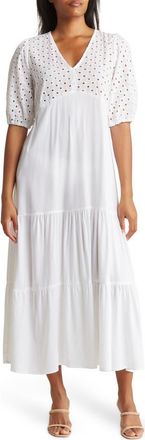 Boho Me Tiered Short Sleeve Maxi Dress in White at Nordstrom Rack, Size X-Small