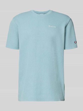 Champion T-Shirt mit Strukturmuster und Label-Stitchings in Rauchblau, Gr&ouml;&szlig;e XXL