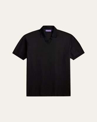 Ralph Lauren Purple Label Mens Cotton and Cashmere Short-Sleeve Polo Sweater