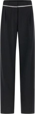 Nensi Dojaka Zwarte Broek met Tule Inzetstukken - Dames - Straight fit broeken - Zwart - S - Tule - Broeken
