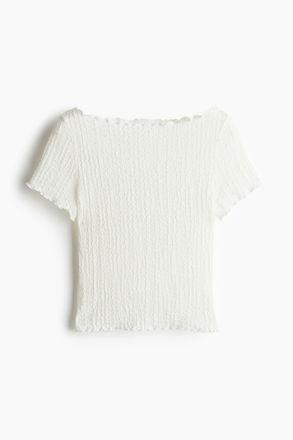 H&M Crinkle-Bluse mit Overlock-Details - Cremefarben