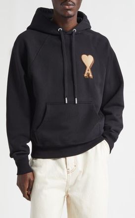 Ami Ami de Coeur Patch Hoodie in Noir at Nordstrom, Size X-Large