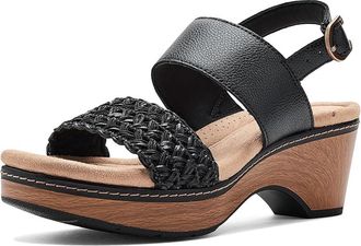 Clarks Seannah Step Womens Sandals Black Leather : 8.5 B - Medium, Leather/Rubber