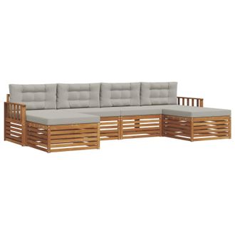 vidaXL Juegos De Sof&aacute;s Con Coj&iacute;n 6 Pcs Gris Natural Y Claro Vidaxl
