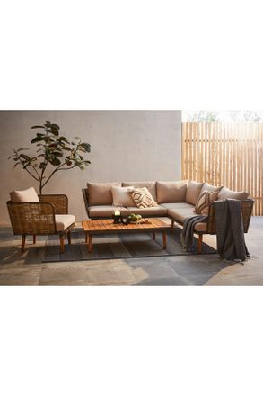 ambia GARDEN Loungegarnitur, Grau, Beige, Holz, Metall, Kunststoff, Akazie, vollmassiv, konisch, 220x220 cm, Gartenmöbel, Loungemöbel, Loungegarnituren