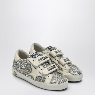 Golden Goose Old School Sneaker In Platinum/Cream Glitter