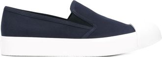 Prada slip-on sneakers - men - Cotton/Calf Leather/Rubber/Cotton - 5 - Blue