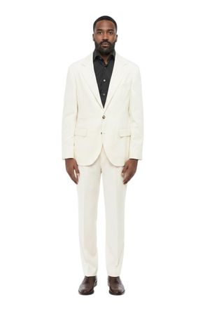 Brunello Cucinelli White Notched Lapel Blazer