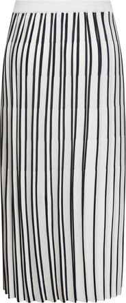 Blanca Vita Womens Pleated Midi Skirt Ivory-Black Virgin Wool Ivory/black