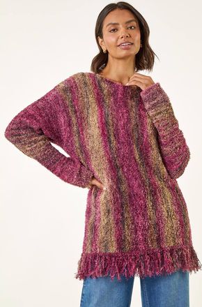 Roman Fluffy Tassel Hem Knit Jumper