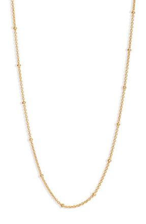 Monica Vinader 21-Inch Fine Beaded Chain in Gold at Nordstrom, Size 21 In