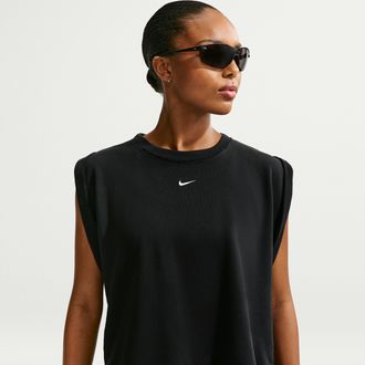 Nike Womens Nike Sportswear Chill Terry Oversized Tank Top in Black | IF0569-010