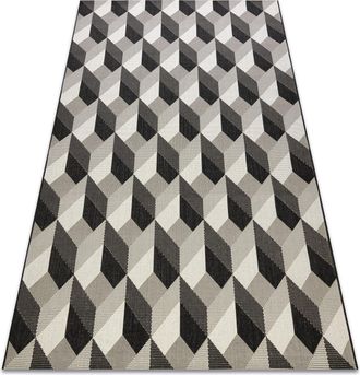 RugsX Rugsx - Alfombra De Cuerda Sisal Flat 48624/690 Cubos 3d Black 120x170 Cm