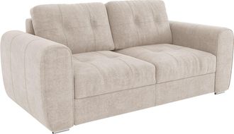 Vente-Unique Sof&aacute; cama 3 plazas de apertura r&aacute;pida de tela beige - Cama de 140 cm - Colch&oacute;n de 14 cm BOLIPO