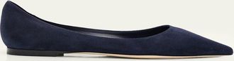 Jimmy Choo London Love Suede Pointed-Toe Flats