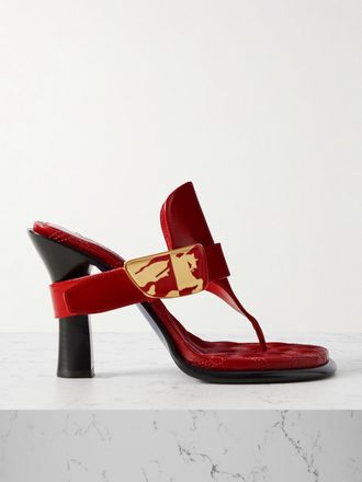 Burberry Sandali In Vernice Con Decorazione - Rosso