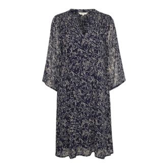 Part Two Donkerblauwe Verspreide Bloemen Jurk - Dames - Korte kleedjes - Zwart - XS - Kleedjes