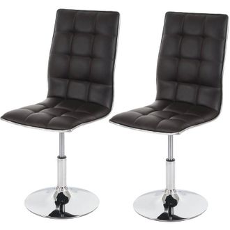 Hhg Non utilizzato] Set 2x sedie soggiorno eleganti HHG 834 design moderno ecopelle sala pranzo marrone