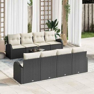vidaXL Vidaxl - Conjunto De Sof&aacute; De Jard&iacute;n 7 Pcs Negro Y Beige 55 X 55 X 37 Cm
