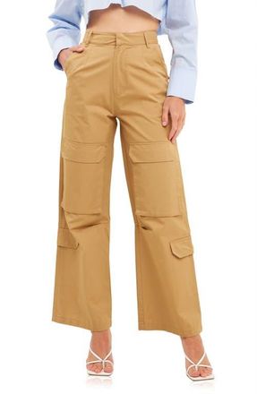 English Factory Wide Leg Cargo Pants in Camel at Nordstrom, Size X-Small