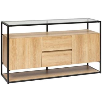 Atmosphera Credenza a 2 ante in metallo e legno aldea beige 140x80cm Atmosphera cr&eacute;ateur dint&eacute;rieur