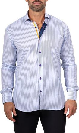 Maceoo Eins Marthy Contemporary Fit Cotton Button-Up Shirt in Blue at Nordstrom, Size 2