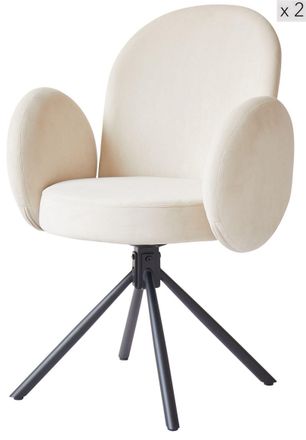 Nordlys Set of 2 Scandinavian Metal Dining Room Chairs in Beige