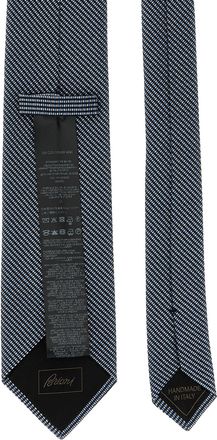 Brioni Jacquard Silk Necktie - navy