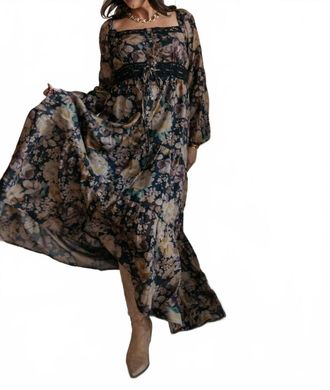 Promesa Misty Meadow Floral Button-Up Maxi Prairie Dress In Brown
