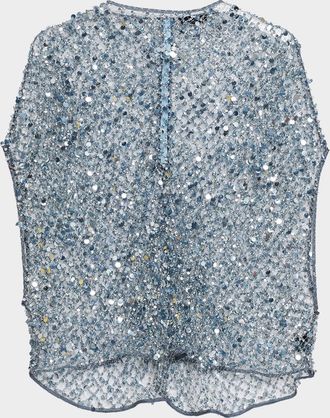 Sally Lapointe Sequin Net Mesh Cape Top