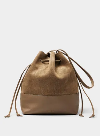 Mansur Gavriel Womens Cabas leather and suede bucket bag