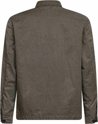 C.P. Company Mens Overshirt Green Panama-R Lens Polyamide Bomber Jackets