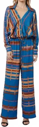 Ciebon Abstract Stripe Drawstring Pant In Blue