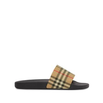 Burberry Sliders, male, Multicolor, Size: 13 US Beige Open Toe Slip-On Shoes