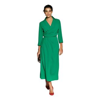Moskada Crepe Midi Jurk - Dames - Jurken - Groen - Maat: 3XL