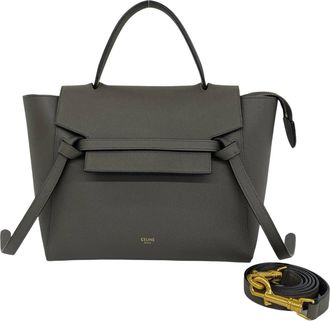 Celine Gray Leather Handbag Shoulder Bag Tote Bag (Pre-Owned)