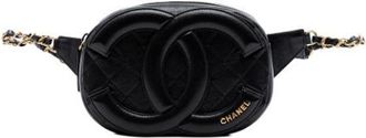 Chanel Pre-owned Quilted Lambskin Crossbody Tas - Dames - Vintage Heuptassen - Zwart - ONE Size - Leer - Vintage