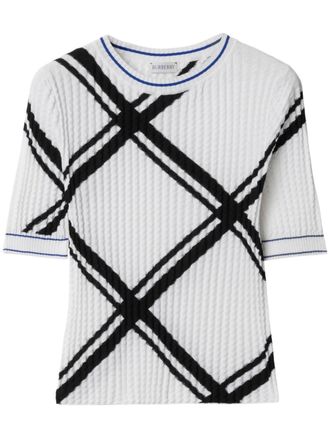 Burberry check-jacquard cotton T-shirt - women - Cotton - S - White