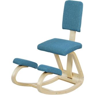 HOMCOM Sedia Ergonomica Dondolante in Tessuto Effetto Lino e Legno Blu Scuro - Homcom