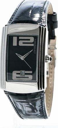 Chronotech Unisex Ct7017l06ac Rectangular Watch - Black Silver Steel - One Size